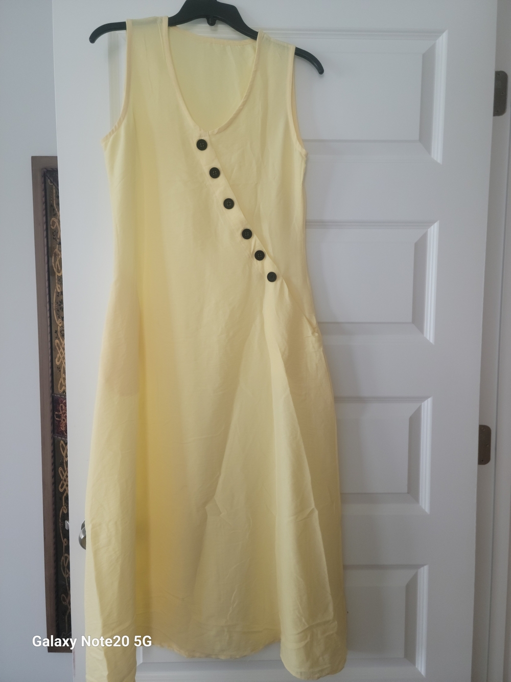 Sleeveless Yellow Button-Accent A-Line Dress